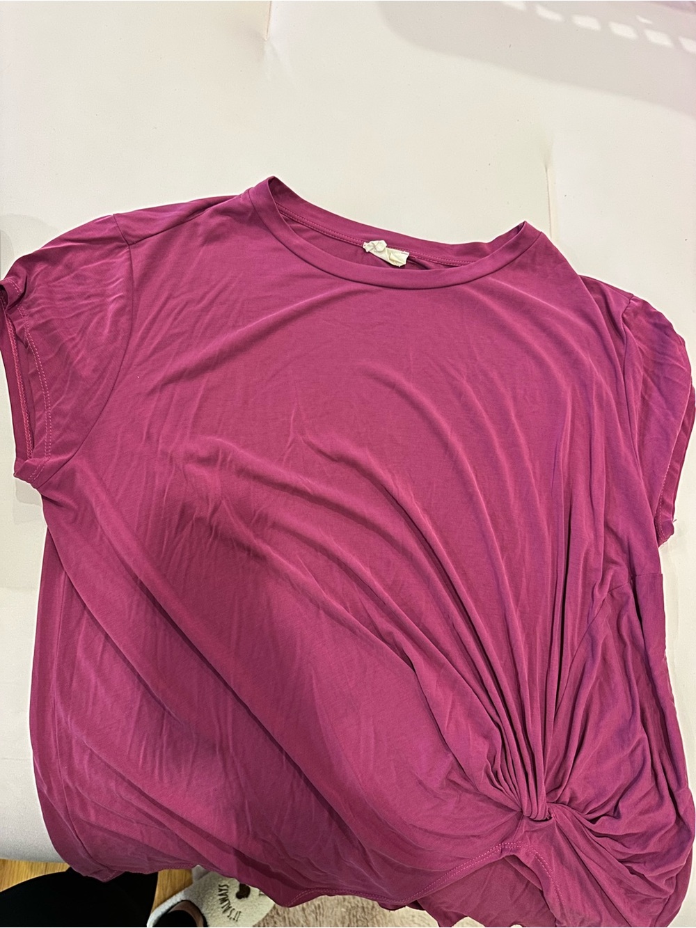 Purple Twist Front Top Soft Draped Tee Plus Size